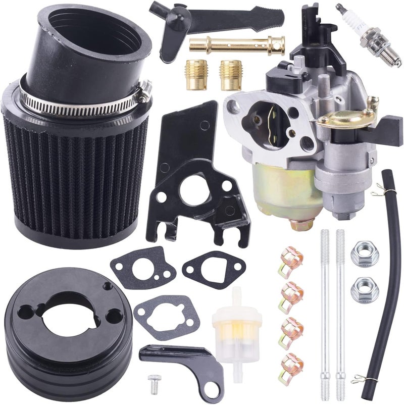 MRELC High Performance Upgraded Carburetor Air Filter adapter Intake Spark Plug Kit fit for Predator 212cc 6.5 Hp Honda Gx160 Gx200 196cc Coleman CT200U Trail CT100U Mini Bike Go Kart Racing（Black） - Image 1